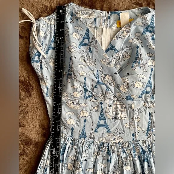 SOLD | ModCloth x Bernie Dexter Blue Sophie Dress Eiffel Tower Poodle SMALL - Picture 8 of 12
